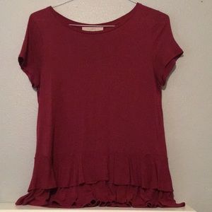 Red ruffled tee